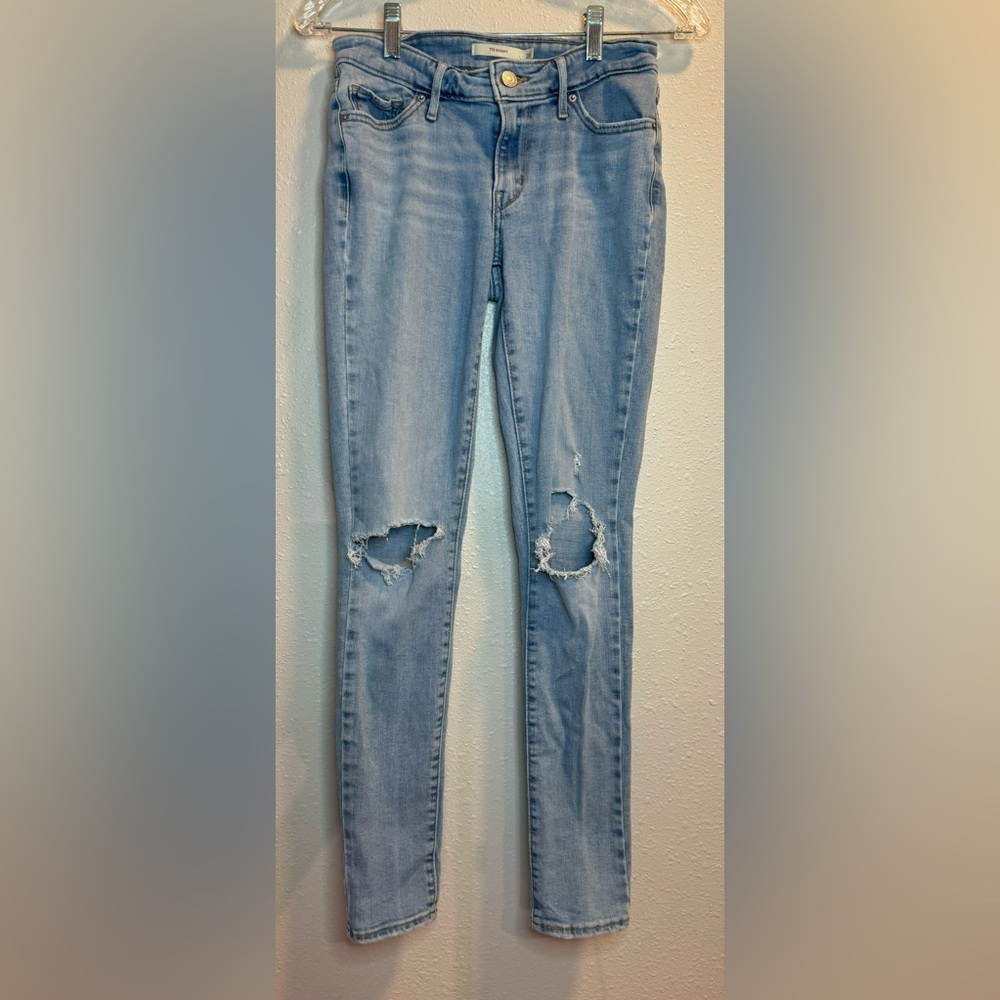 Levi’s 711 Blue Ripped Denim Skinny Jeans